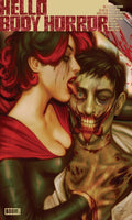 Comic book cover with a woman and zombie-like creature, featuring the text 'Hello Body Horror' and the Boom! Studios logo.