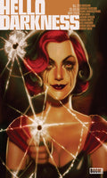 Comic book cover featuring a character with red hair and a gun, surrounded by shattered glass.