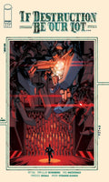 Comic book cover with a robot and text 'If Destruction Be Our Lot' on a beige background.