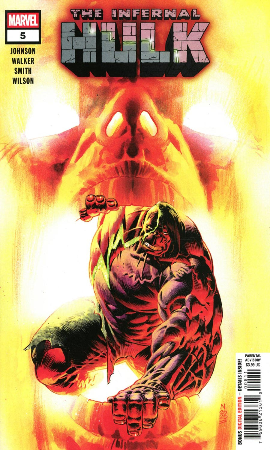 Comic book cover of 'The Infernal Hulk' with a muscular figure in a red and yellow background.