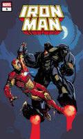 Comic book cover featuring Iron Man and Black Panther with Marvel logo.