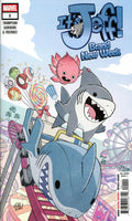 Comic book cover featuring a shark and a pink creature with a Ferris wheel in the background