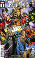 Comic book cover featuring characters from 'Jay and Silent Bob' with superhero elements.
