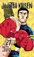 Comic book cover of 'Jujutsu Kaisen' with a character in red boxing gloves on a yellow background.