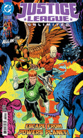 Comic book cover featuring Justice League Unlimited with colorful background