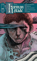 Comic book cover of 'The Harman Blade' with a character's face and feathers.