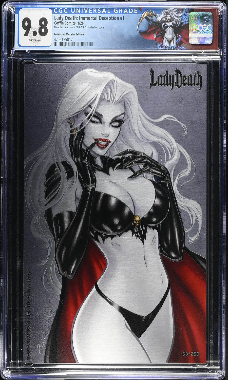 Comic book cover of Lady Death with CGC grading label