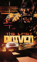 Movie poster for 'The Last Driver' featuring a driver with checkered gloves and a car.