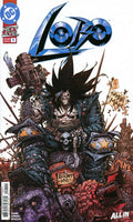 Comic book cover featuring a character with dark hair and a weapon, with 'Lobo' branding.