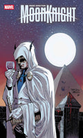 Comic book cover featuring a character in a white robe with a full moon and pyramid in the background, Marvel logo visible.
