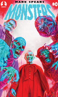Comic book cover titled 'Monsters' with colorful characters and text.