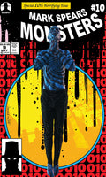 Comic book cover featuring a creature with a hypnotic pattern and text 'Mark Spears Monsters #10'.