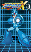 Comic book cover featuring a robot character with a grid background