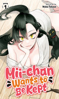 Manga book cover featuring a character with black hair and yellow eyes, lying on a wooden floor with a cat.