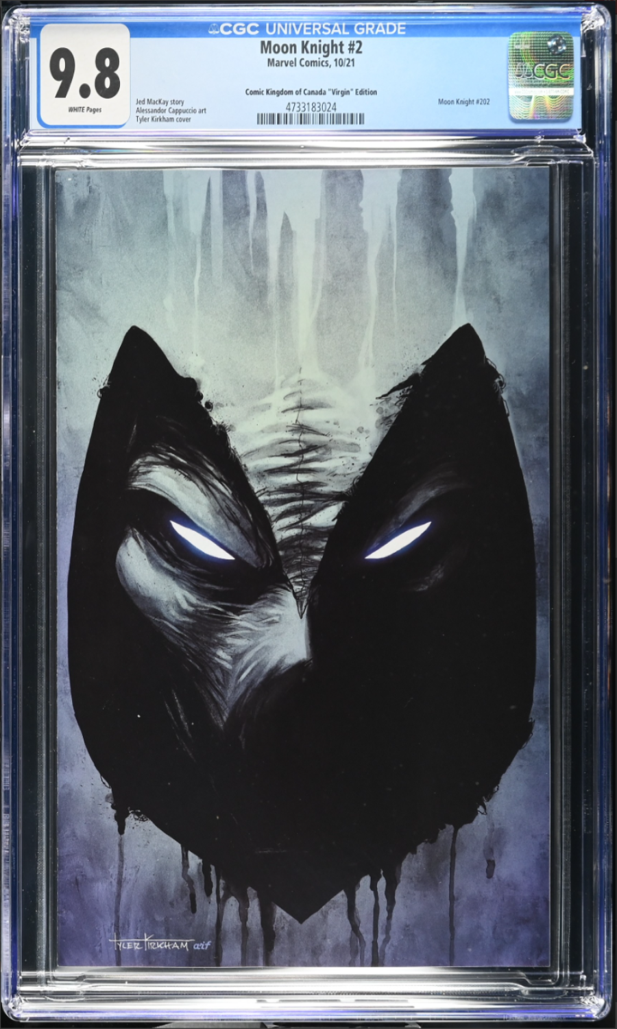 Comic book cover of Moon Knight with CGC grading label