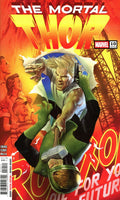Comic book cover featuring 'The Mortal Thor' with a dynamic pose and vibrant colors.