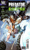 Comic book cover of 'Predator Bloodshed' featuring a warrior and alien confrontation.