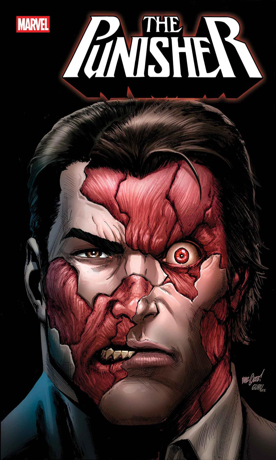 Comic book cover of 'The Punisher' with a close-up of the character's face.