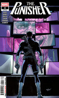 Comic book cover of 'The Punisher' with character holding a gun and multiple screens in the background.