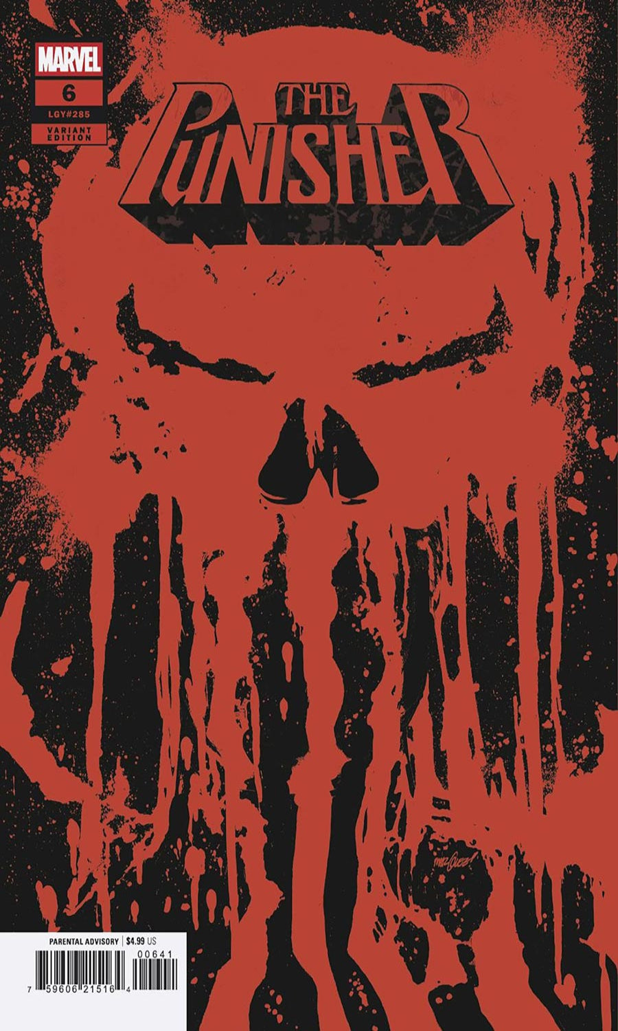 Comic book cover of 'The Punisher' with red and black design