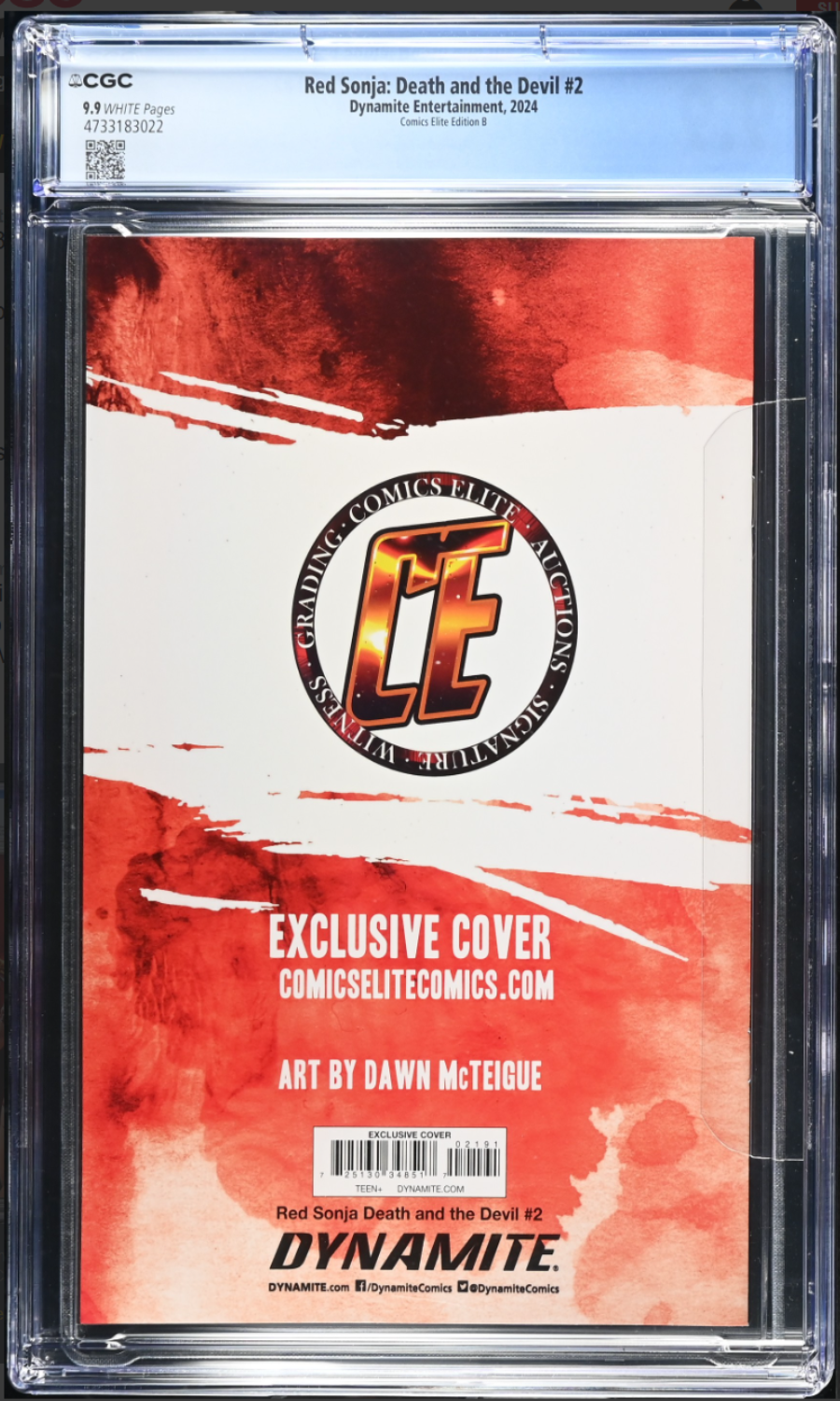 Comic book cover with red and white design, featuring a logo and text.