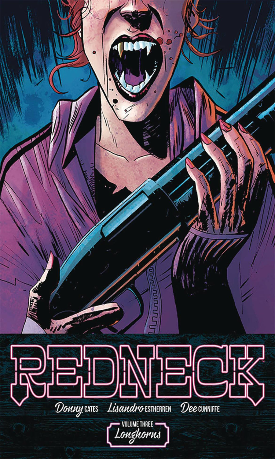 Comic book cover of 'Redneck' with a character holding a rifle, set against a dark background.