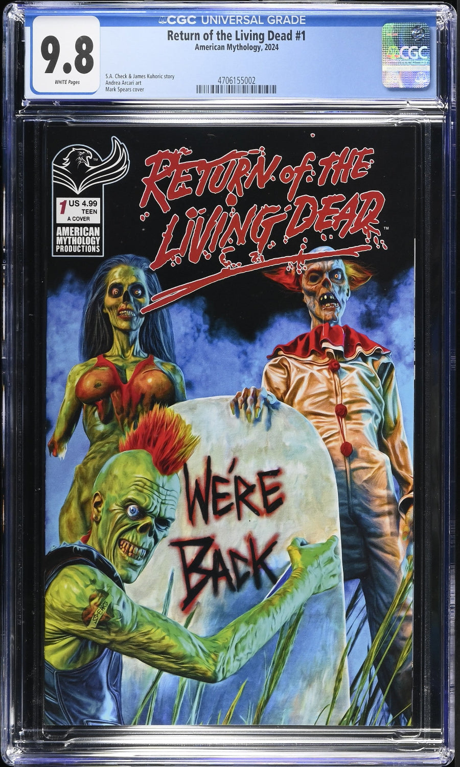 Comic book cover of 'Return of the Living Dead' with CGC grading label