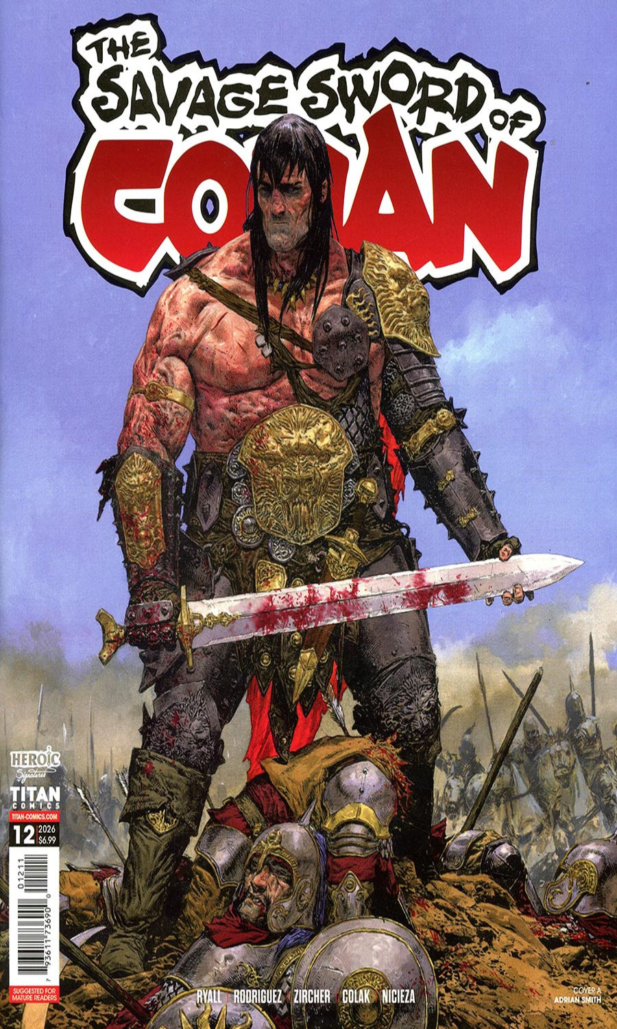 Comic book cover featuring a warrior with a sword, titled 'The Savage Sword of Conan'.