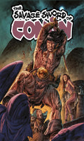 Comic book cover featuring a muscular character with a sword, titled 'The Savage Sword of Conan'.
