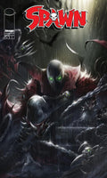 Comic book cover featuring a dark, eerie scene with a character in a hooded outfit.