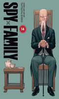 Comic book cover of 'Spy x Family' with a character in a suit sitting on a chair.