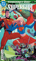 Comic book cover for DC Comics' Kingdom of Zoo: Supergirl #16, featuring Supergirl in her blue and red costume flying forward alongside Superman, with other illustrated characters and title text across the top and bottom.