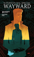 Comic book cover titled 'Supernatural Special Wayward' with a man and car reflection.