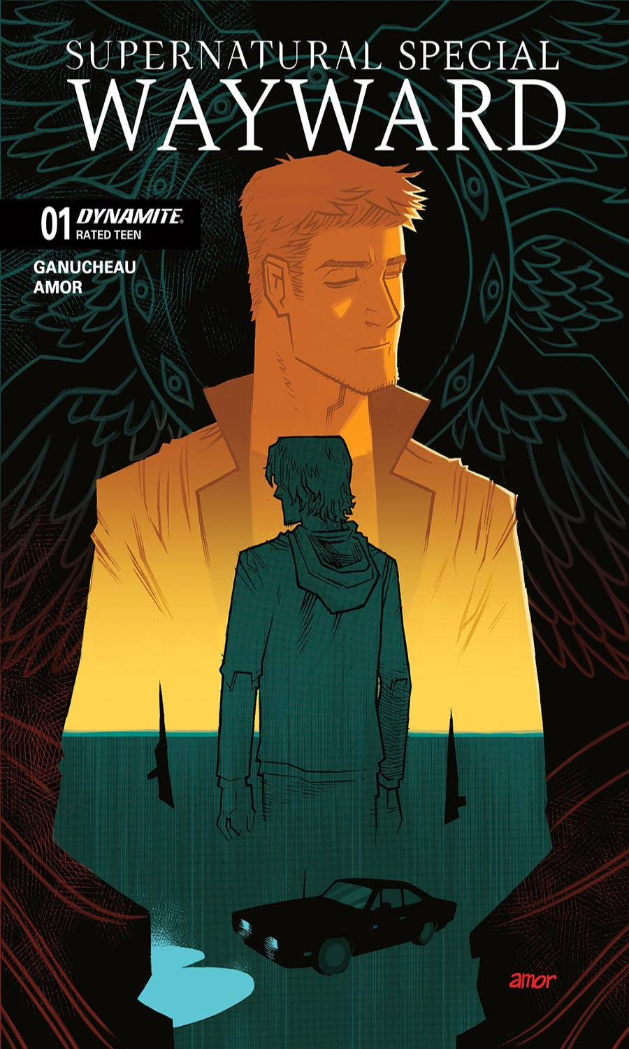 Comic book cover titled 'Supernatural Special Wayward' with a man and car reflection.