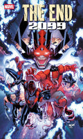 Comic book cover featuring superhero characters with 'The End 2099' title and Marvel logo.