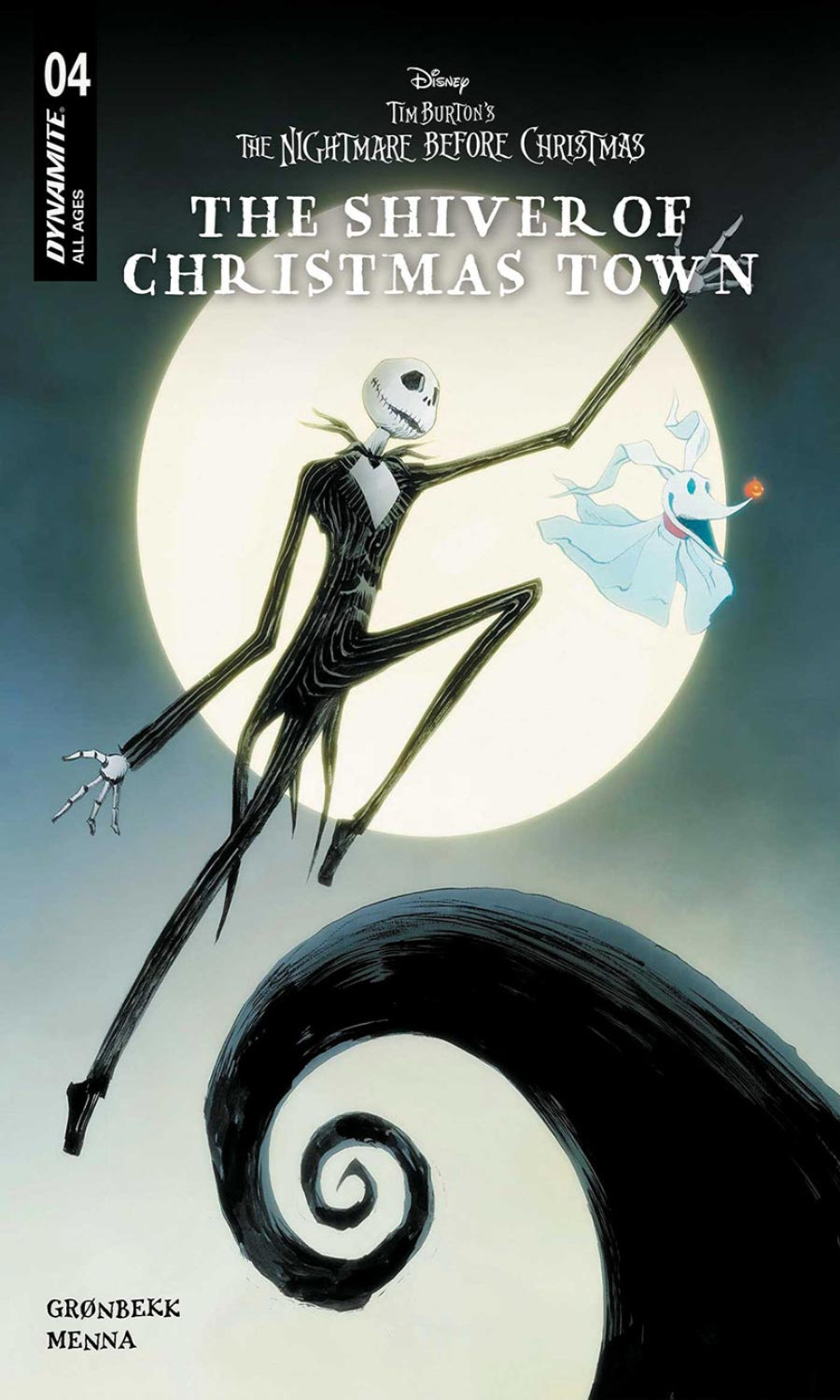 Comic book cover of 'The Shiver of Christmas Town' from 'The Nightmare Before Christmas' series.