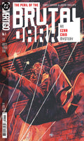Comic book cover featuring a dramatic scene with a person falling, titled 'The Peril of the Brutal'.