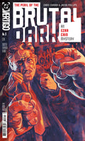Comic book cover featuring a character with fists raised, with text about 'The Peril of the Brutal Peter' and 'Ezra Cain'.