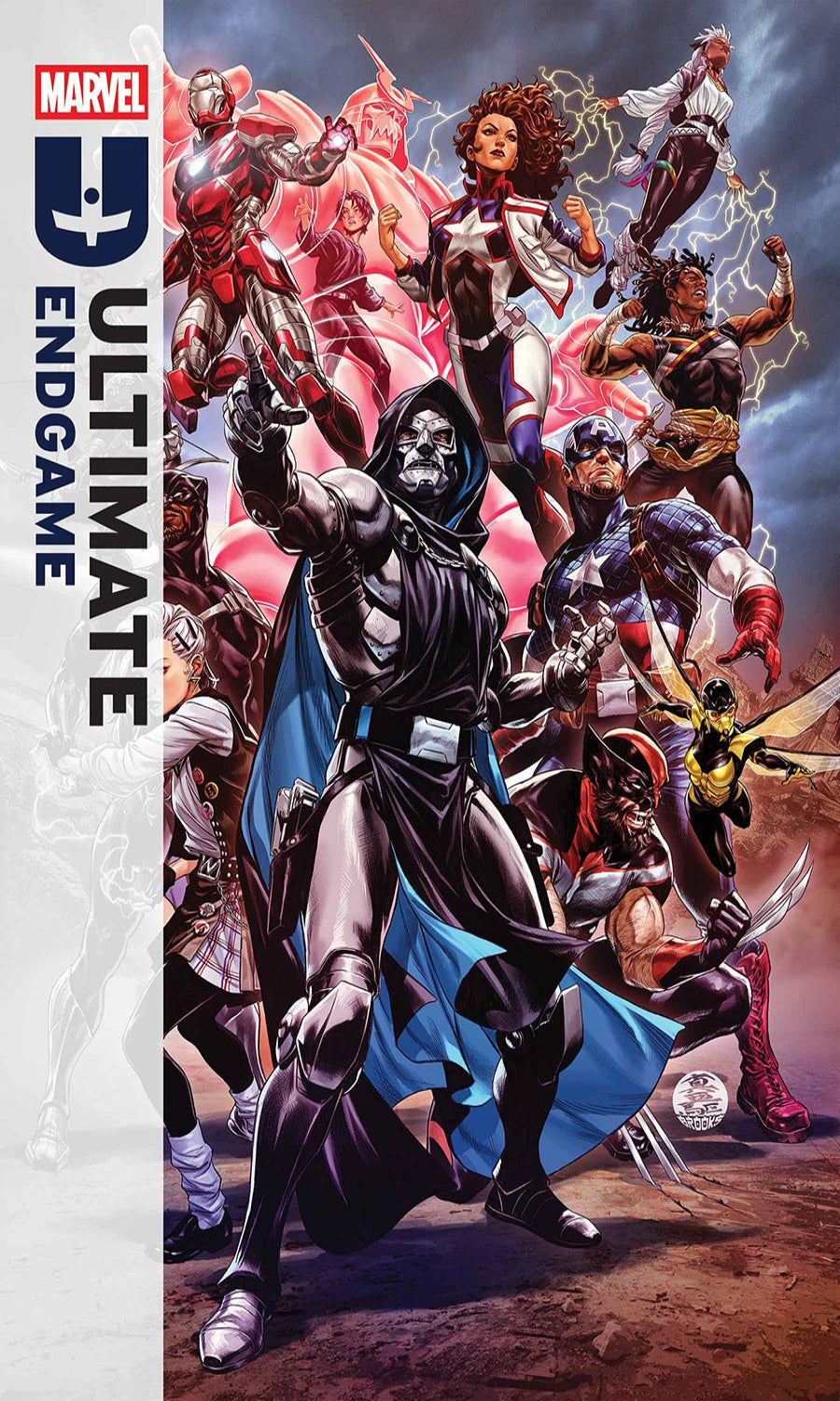 Marvel Ultimate Endgame cover with superhero characters in action poses.