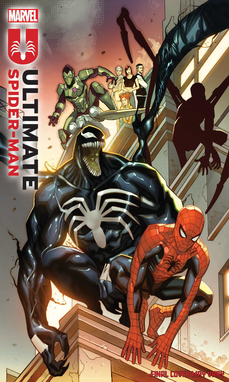Comic book cover featuring Spider-Man and Venom with Marvel logo