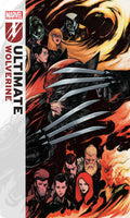 Marvel Ultimate Wolverine comic book cover with characters and claws.
