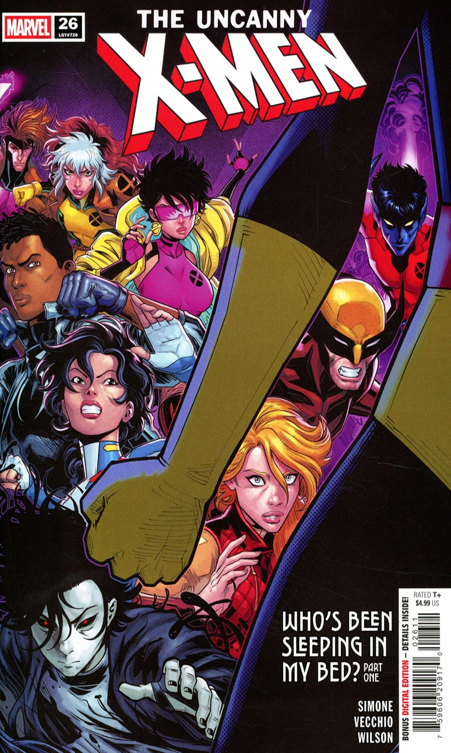 Comic book cover of 'The Uncanny X-Men' with characters around a large letter 'X'.