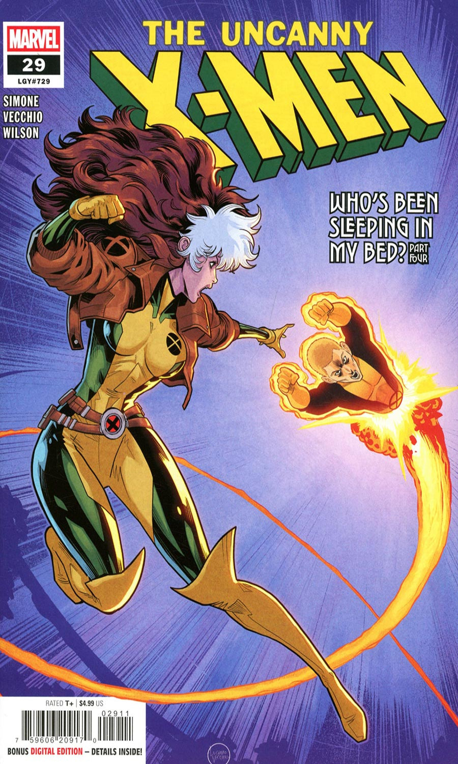 Comic book cover featuring a superhero character with a glowing weapon, titled 'The Uncanny X-Men'.