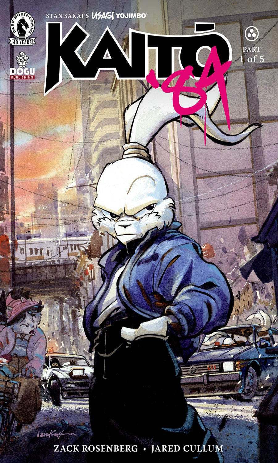 Comic book cover of 'Kaitô' with a character holding a large knife in an urban setting.