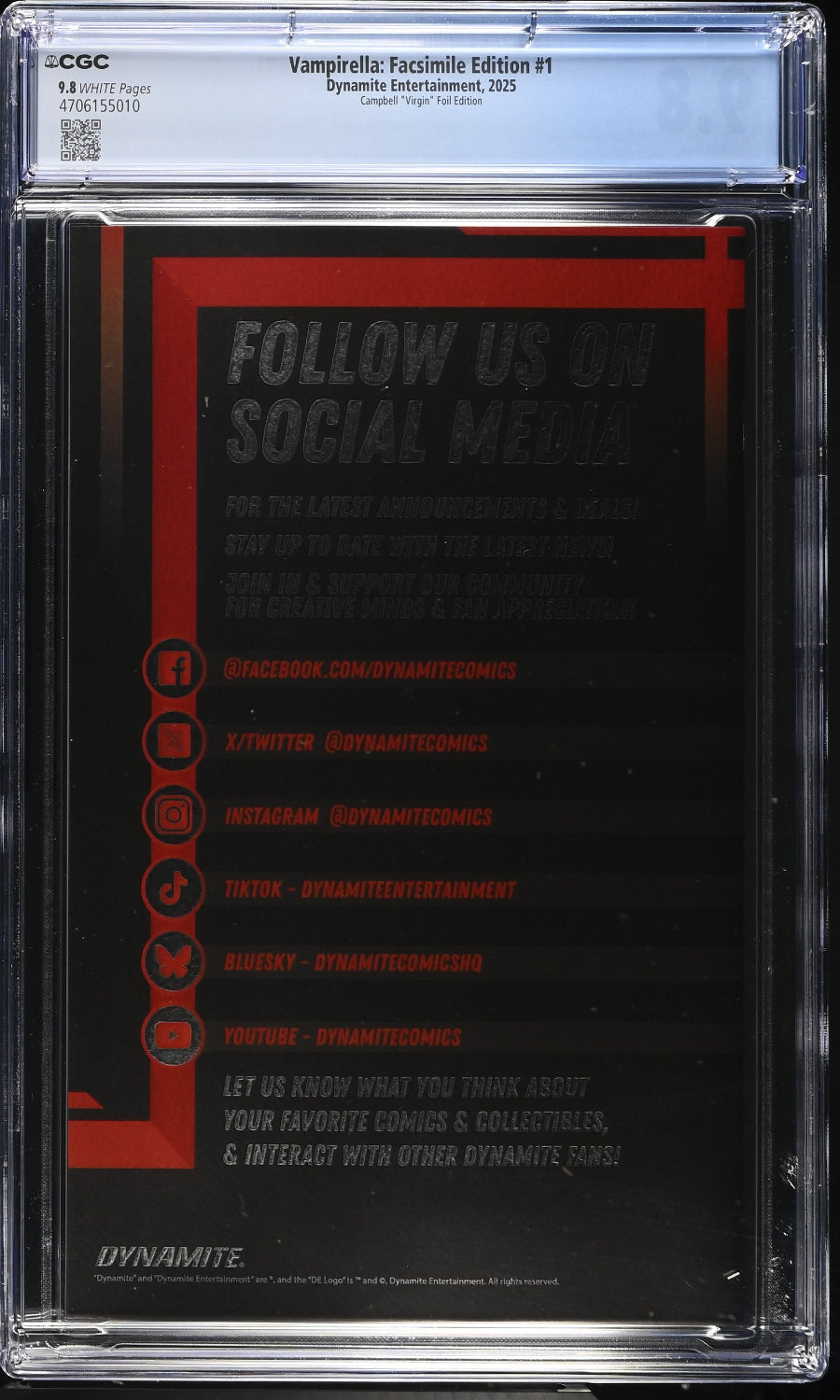 Comic book cover with social media call-to-action text on a black background