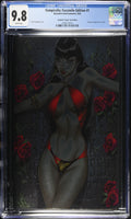 Comic book cover featuring a character in a red bikini with roses, CGC graded 9.8.