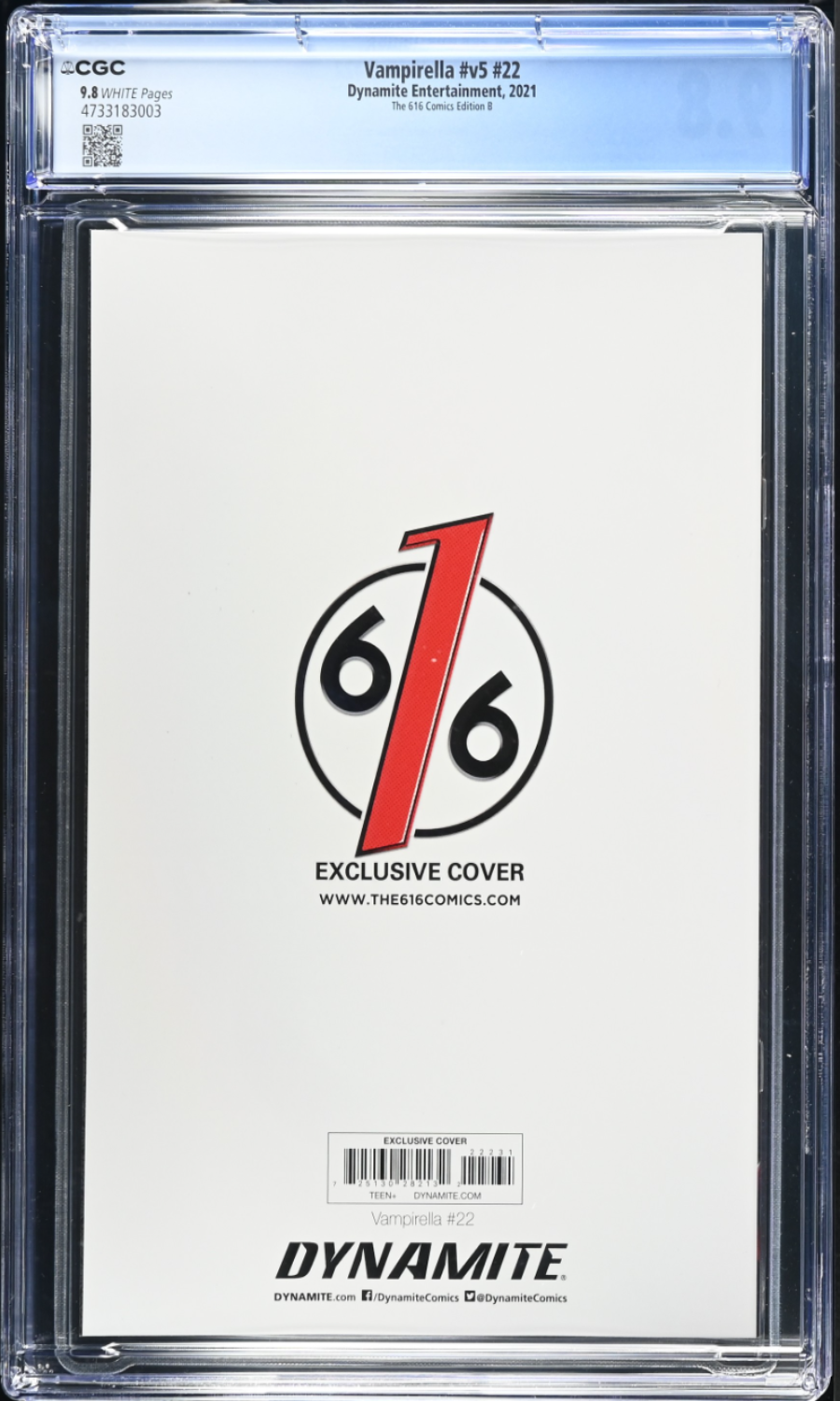 Comic book cover with '66' logo and Dynamite Entertainment branding, encapsulated in a CGC holder.