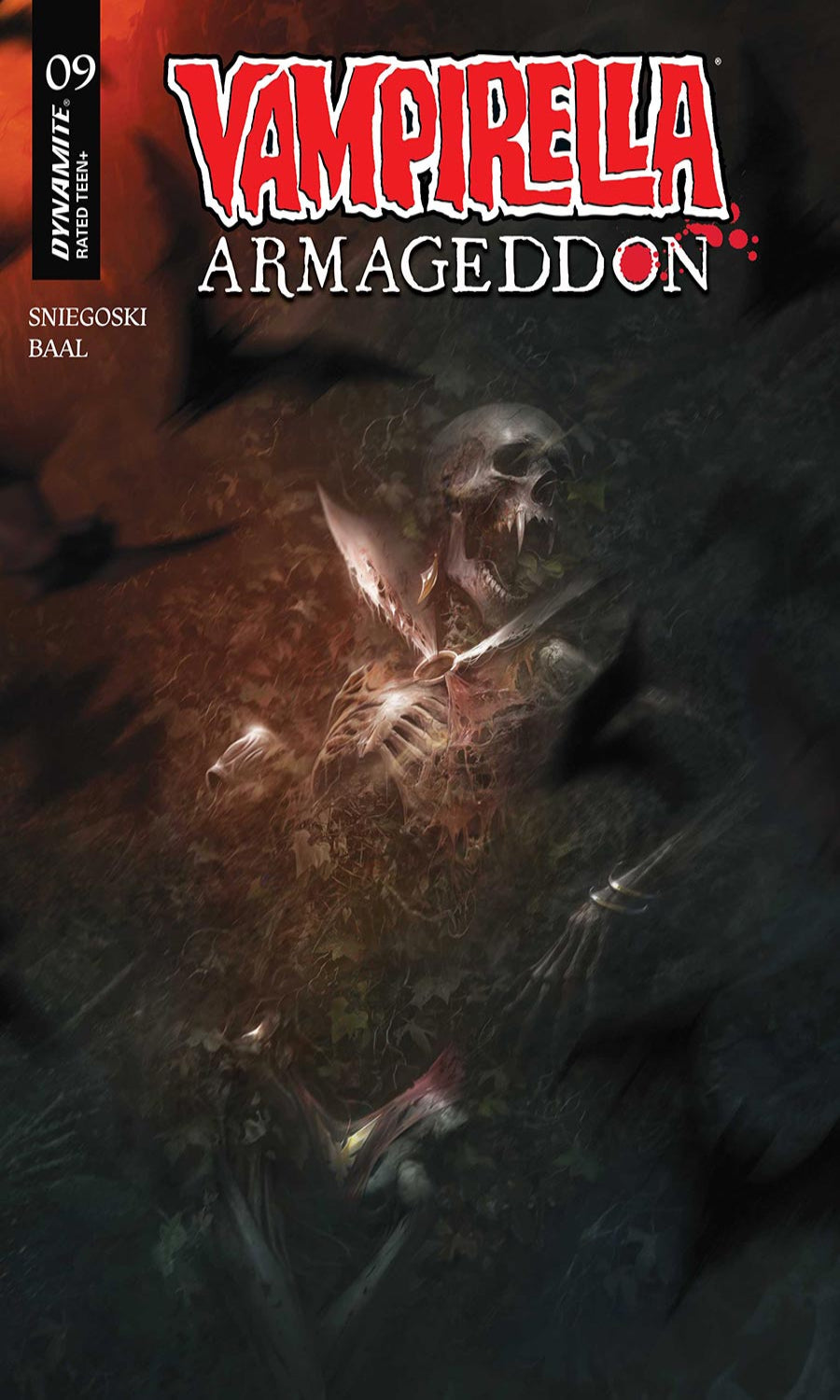 Comic book cover of 'Vampirella Armageddon' with a dark and intense scene.