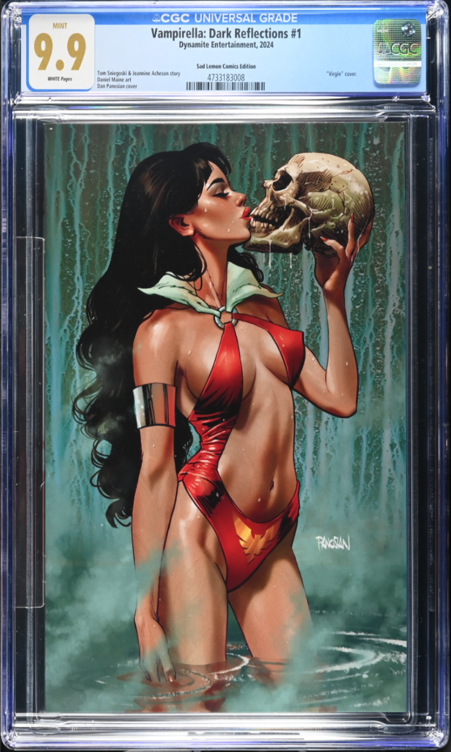 Comic book cover featuring a woman holding a skull, CGC graded 9.9