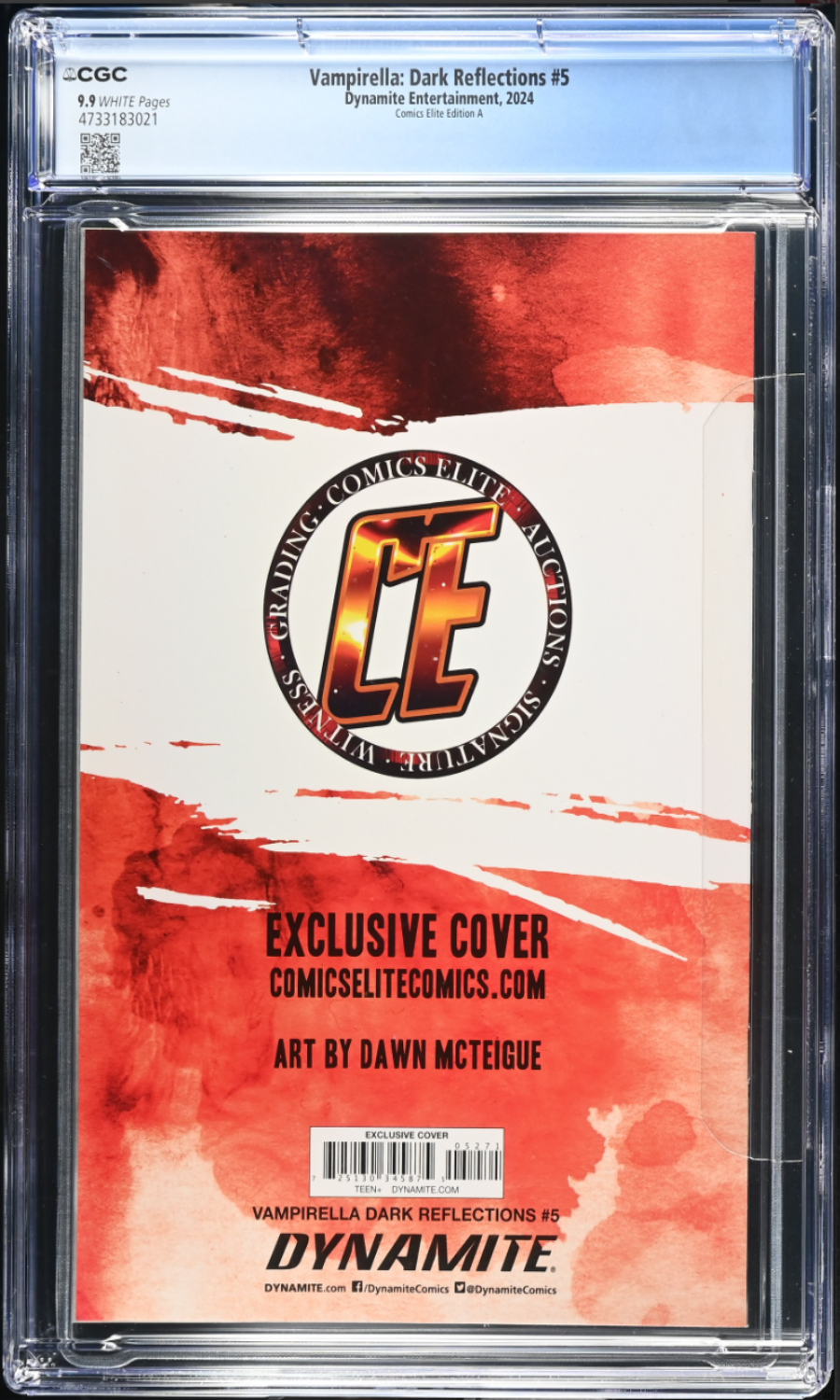 Comic book cover with 'CE' logo and Dynamite Entertainment branding, encapsulated in a CGC holder.